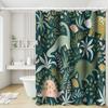 Umpoo Dino Themed Bathroom Shower Curtain Tropical Rainforest Green Dinosaur Leaves with Hooks Waterproof Fabric Polyester for Kids Bathtub Decorative, 72x72 Inch view 4