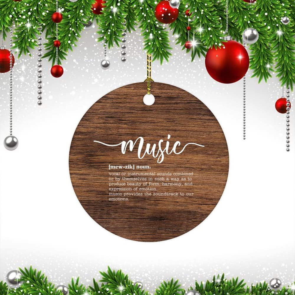 Definition Noun Music Christmas Ceramic Ornament Inspirational Novelty Customized Round Ceramic Ornament for Boys Girls Round Ceramic Christmas Decoration