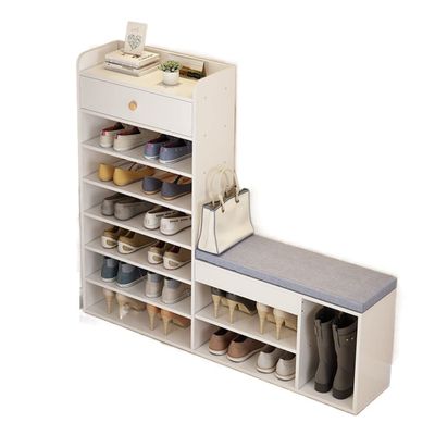 Footstools/Ottomans Shoe Cabinet Home Porch Large-Capacity Storage Rack with Soft Seat Shoe Cabinet Multi-Functional Locker Shoe Rack Living Room Corridor Bench Shoe Stool (Color : 1, Size : 7 Lay