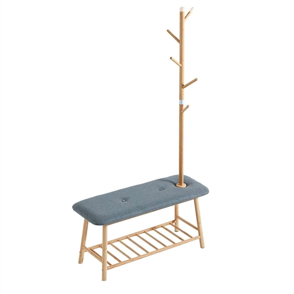 Footstools/Ottomans Shoe Stool with Coat Rack Entrance Bench Upholstered Seat Multifunctional Storage Rack for Home Office Bedroom Living Room Corridor Bench Shoe Stool