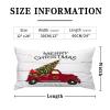 Christmas Tree on Rustic Wood Boards Lumbar Throw Pillow Covers Cases Holidays Merry Christmas Red Truck Decorative Rectangular Cushion Case for Couch Bedroom Car 12x24in view 2