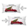 Christmas Tree on Rustic Wood Boards Lumbar Throw Pillow Covers Cases Holidays Merry Christmas Red Truck Decorative Rectangular Cushion Case for Couch Bedroom Car 12x24in view 3