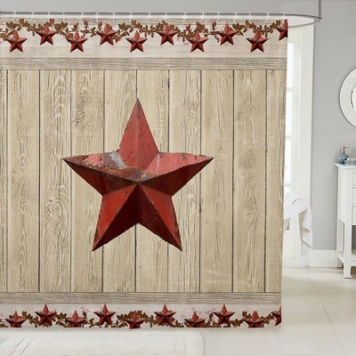 Weatern Stars Ethnic Tribal Kids Shower Curtains,Boys Girls Adults Home Decor,Old Wooden Board Retro Bathroom Curtains,Rustic Farmhouse Cottage Brown Waterproof Curtains,12 Hooks Suits,72" W x 78" L