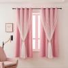 LUGOTAL Girls Curtains for Living Room Bedroom Curtain Double Layer Blackout Curtains 63 Inch Length Star Cutout Pink Curtain Window Drapes for Nursery (Pink, 42W x 63L,2 Panels) view 1