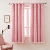 LUGOTAL Girls Curtains for Living Room Bedroom Curtain Double Layer Blackout Curtains 63 Inch Length Star Cutout Pink Curtain Window Drapes for Nursery (Pink, 42W x 63L,2 Panels) view 2