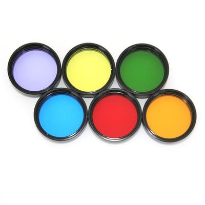 6PCS 1.25 inch 31.7mm Filter 6-Color Suit Yellow Orange red Green Blue Purple Filter Aluminum Box and Frame 5P9972