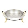 Round Chafing Dish Stainless Steel Buffet Servers and Warmers, Luxury Gold Food Warming Tray with Transparent Glass Cover & Thick Stand Frame for Kitchen Party Banquet view 4