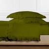 Drona Bedding Ruffle Modern Duvet Cover Set 3 Piece with Corner Ties 100% Egyptian Cotton 600 Thread Count Luxury 1 Duvet Cover (90x104 inches) 2 Pillow Shams (20x40 inches) Cal King Size/Olive view 1