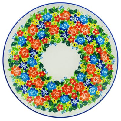 Polmedia Polish Pottery Lunch Plate UNIKAT - Bright Wildflowers Pattern Handmade in Boleslawiec Poland + Certificate of Authenticity