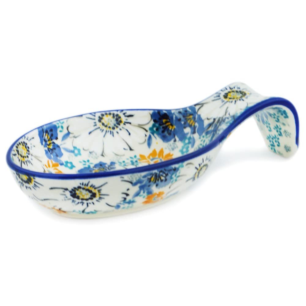 Polmedia Polish Pottery Spoon Rest UNIKAT - Elegance Pattern Handmade in Boleslawiec Poland by Ceramika Artystyczna + Certificate of Authenticity