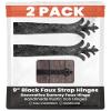 2 Pack 9" Black Faux Strap Hinges - Hand Forged Dummy Faux Hinge Handmade Rustic Iron Hinges for Farmhouse Shutter, Carriage Doors, Barn Door, Castle Door, and Gates The Ionian Series view 1
