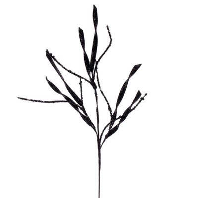 Vickerman 34" Black Wavy and Spiral Glitter Spray, 6 per Bag.