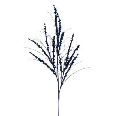 Vickerman 36" Midnight Blue Berry Twig Glitter Spray, 6 per Bag.