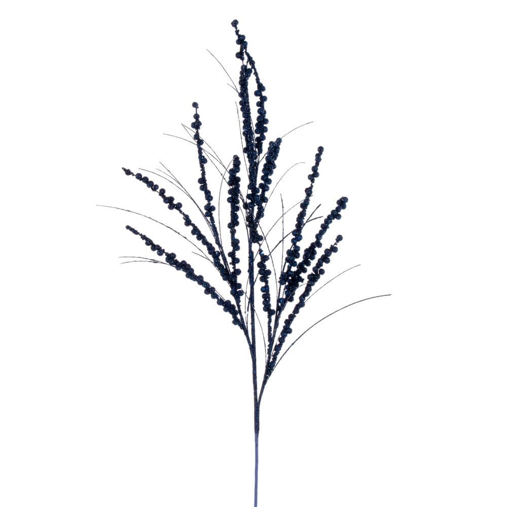 Vickerman 36" Midnight Blue Berry Twig Glitter Spray, 6 per Bag.