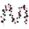 Vickerman 10' White, Red, and Green Assorted Finish Branch Ball Ornament Garland. view 1