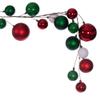 Vickerman 10' White, Red, and Green Assorted Finish Branch Ball Ornament Garland. view 3