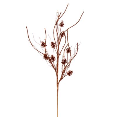 Vickerman 32" Copper Mini Pinecone Twig Glitter Spray, 6 per Bag.