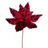 Vickerman 24" Burgundy Velvet Sequin Trim Poinsettia Pick, Durable Polyester with Velvety Texture, 12" Flower Head Diameter, Includes 3 Pieces for Holiday Tree or Table Centerpiece view 1