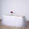 Efavormart 14ft White Full Size 4 Layer Fluffy Tulle - Tutu Table Skirt for Party Events fits 6ft rectangle/48in Round Table view 1