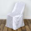 Efavormart 5 PCS White Glossy Satin Folding Chair Covers, Reusable Elegant Chair Covers view 1