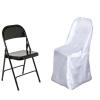 Efavormart 5 PCS White Glossy Satin Folding Chair Covers, Reusable Elegant Chair Covers view 2