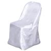 Efavormart 5 PCS White Glossy Satin Folding Chair Covers, Reusable Elegant Chair Covers view 4