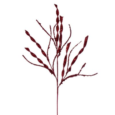 Vickerman 34" Burgundy Wavy and Spiral Glitter Spray, 6 per Bag.