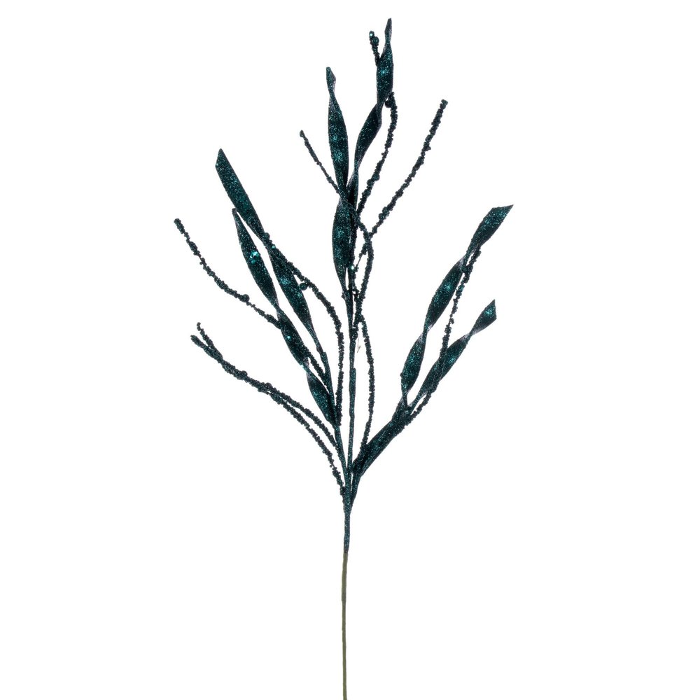Vickerman 34" Sea Blue Wavy and Spiral Glitter Spray, 6 per Bag.