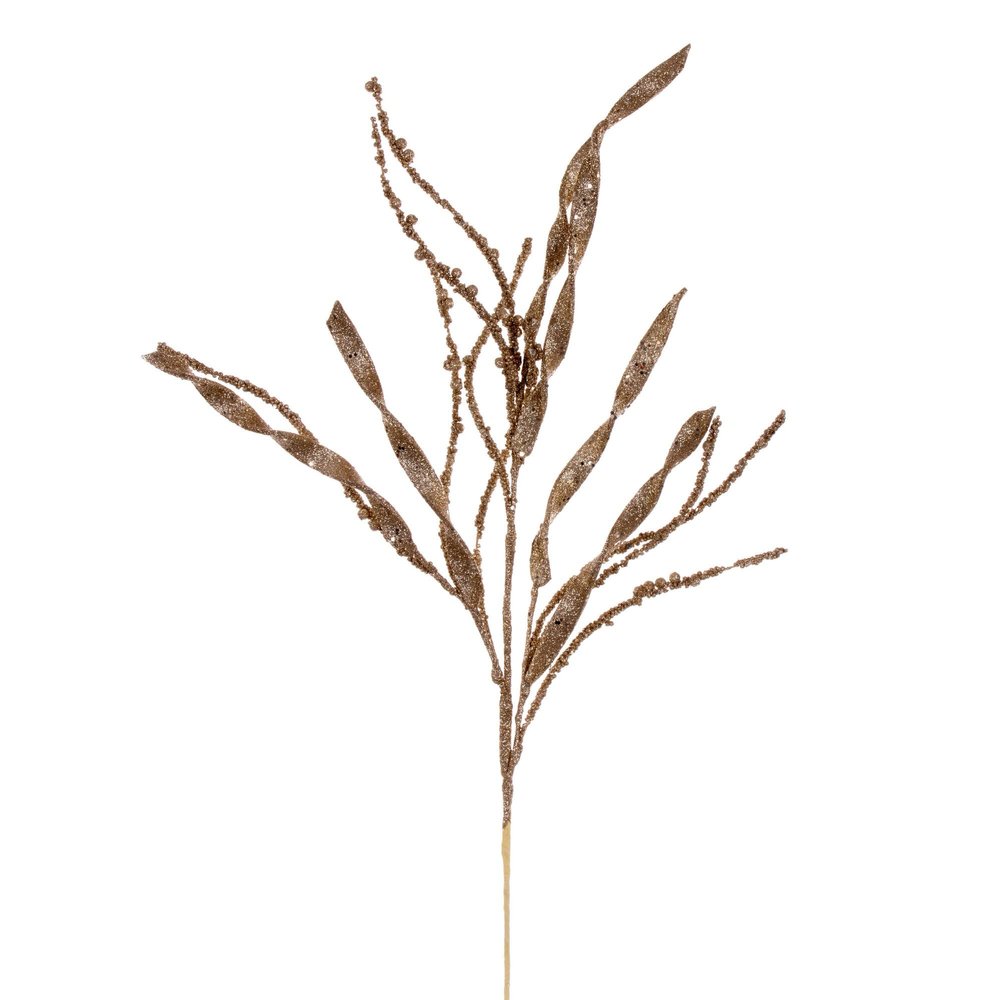 Vickerman 34" Champagne Wavy and Spiral Glitter Spray, 6 per Bag.