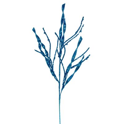 Vickerman 34" Turquoise Wavy and Spiral Glitter Spray, 6 per Bag.