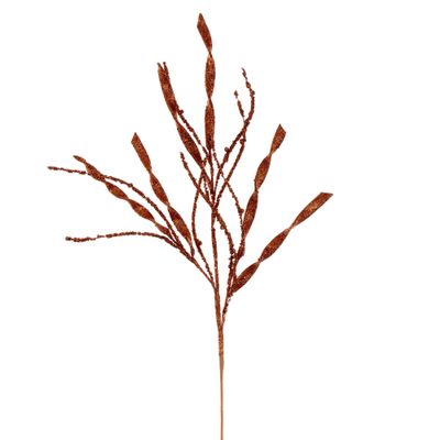 Vickerman 34" Copper Wavy and Spiral Glitter Spray, 6 Pieces per Bag, Measures 34 Inches from Top to Bottom