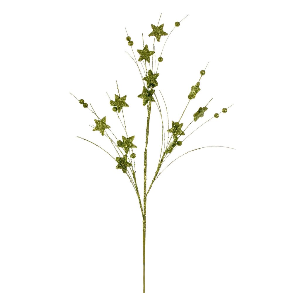 Vickerman 33" Lime Star and Ball Glitter Spray, 6 per Bag.