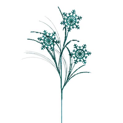 Vickerman 31" Teal Snowflake Glitter Spray, 6 per Bag.