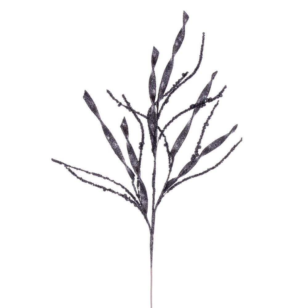 Vickerman 34" Pewter Wavy and Spiral Glitter Spray, 6 Pieces Per Bag, Measures 34 Inches from Top to Bottom
