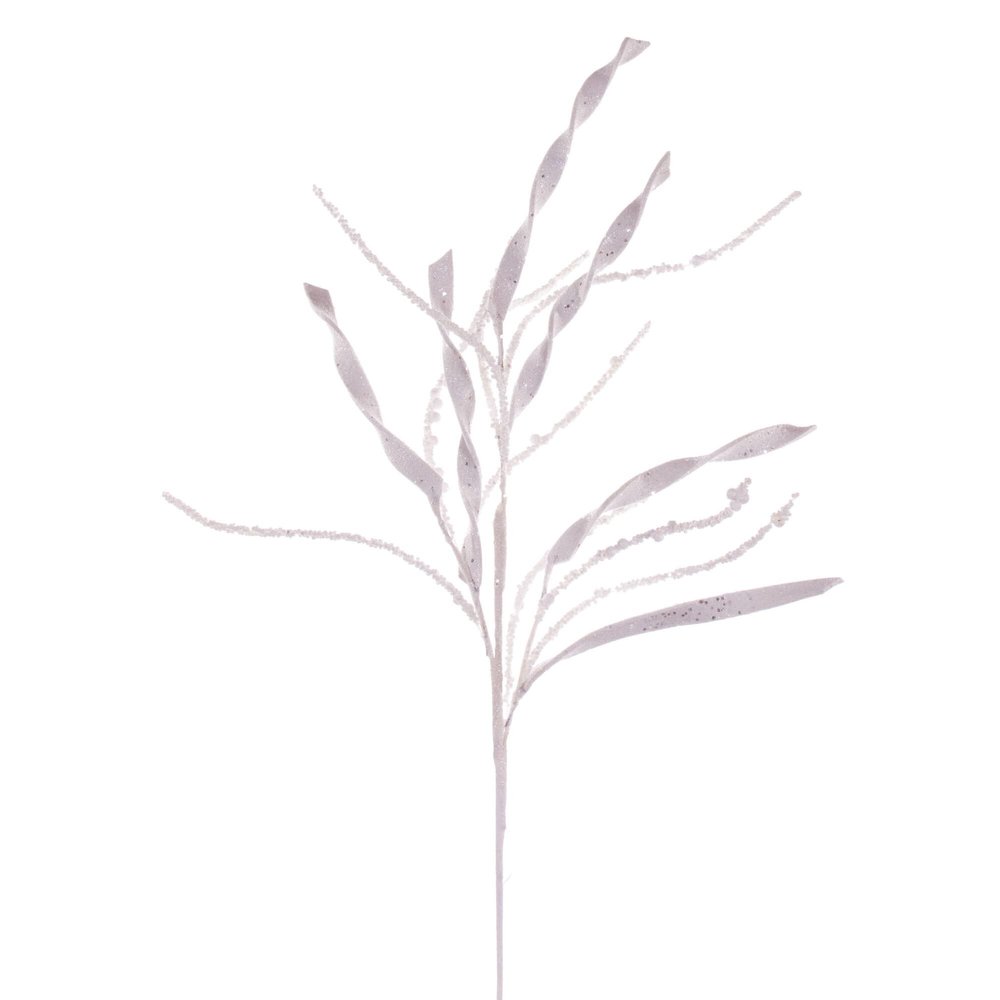 Vickerman 34" White Wavy and Spiral Glitter Spray, 6 per Bag.