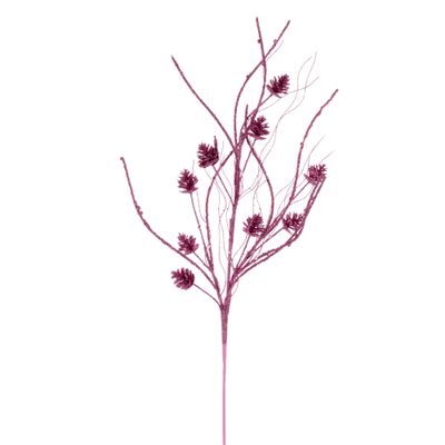 Vickerman 32" Pink Mini Pinecone Twig Glitter Spray, 6 per Bag.