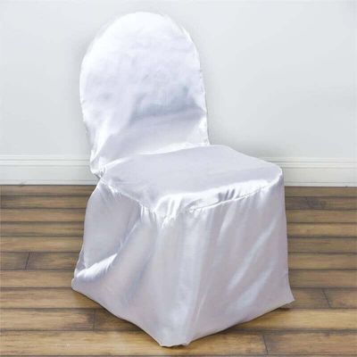 Efavormart 20 PCS White Glossy Satin Banquet Chair Covers, Reusable Elegant Chair Covers