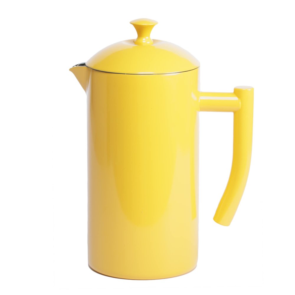 Frieling Stainless Steel French Press Coffee Maker - 34 Fl Oz, Yellow - Double-Walled with Double Filter - Insulated Plastic-Free Coffee Press for Camping & Travel