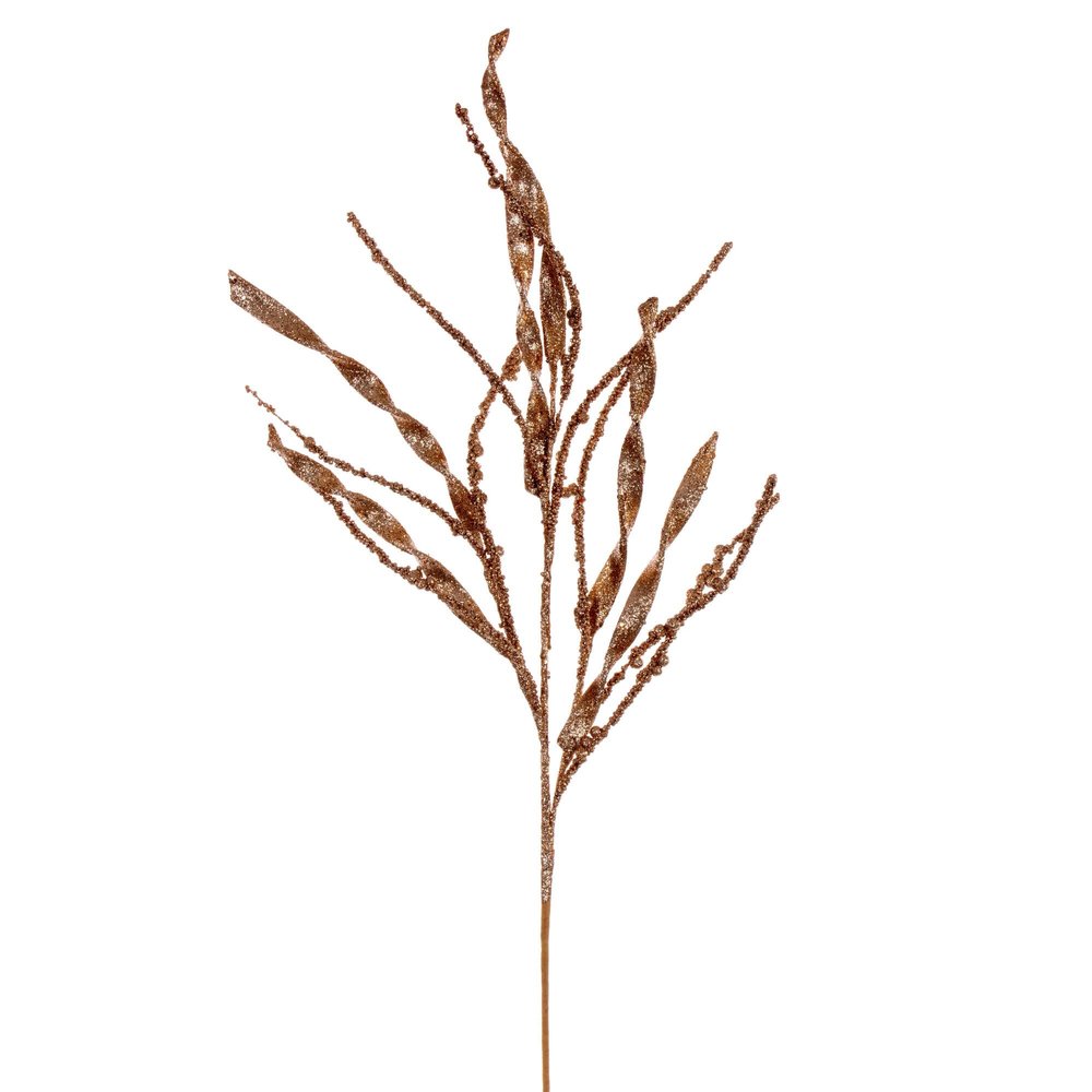 Vickerman 34" Rose Gold Wavy and Spiral Glitter Spray, 6 per Bag.