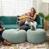 Jaxx Ellis Ottoman Shearling Faux-Lamb Plush Pouf for Modern Interior Design, Large, Mineral Green view 3