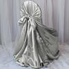 Efavormart Silver Chair Covers for Party 10 PCS Satin Self Tie Universal Banquet Wedding Folding Chair Cover for Dining Chairs Washable Slipcovers for Outdoors Events view 1