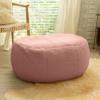 Jaxx Ellis Ottoman Shearling Faux-Lamb Plush Pouf for Modern Interior Design, Oval, Pink view 2