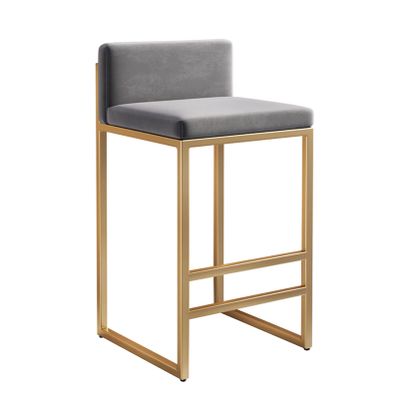 Bar Stools Set of 1/2 Modern Metal Bar Stools with Golded Footrest Velvet Dining Bar Chairs Seat for Kitchen Island