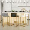 Bar Stools Set of 1/2 Modern Metal Bar Stools with Golded Footrest Velvet Dining Bar Chairs Seat for Kitchen Island view 2