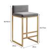 Bar Stools Set of 1/2 Modern Metal Bar Stools with Golded Footrest Velvet Dining Bar Chairs Seat for Kitchen Island view 3