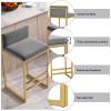 Bar Stools Set of 1/2 Modern Metal Bar Stools with Golded Footrest Velvet Dining Bar Chairs Seat for Kitchen Island view 4