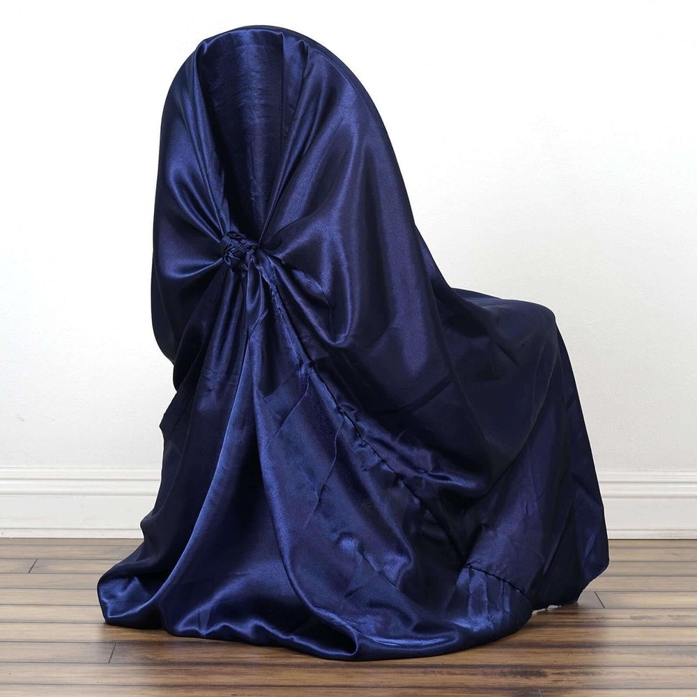 Efavormart Navy Blue Chair Covers for Party 20 PCS Satin Self Tie Universal Banquet Wedding Folding Chair Cover for Dining Chairs Washable Slipcovers for Outdoors Events