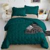 3 Piece Pinch Pleated Ruffle Comforter Set Premium Super Soft | 600 GSM All Season Pintuck | 1000 Thread Count | 100% Egyptian Cotton (Full/Queen Size Teal Color) view 3