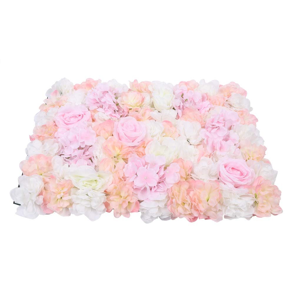 10 Pcs Artificial Flowers Wall Pink Romantic Flower Wall for Background Decoration Silk Flower Roses Hanging Wall Panel Wedding Photography Venue Main Road Decor Silk Flower Panels