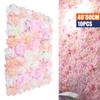10 Pcs Artificial Flowers Wall Pink Romantic Flower Wall for Background Decoration Silk Flower Roses Hanging Wall Panel Wedding Photography Venue Main Road Decor Silk Flower Panels view 3